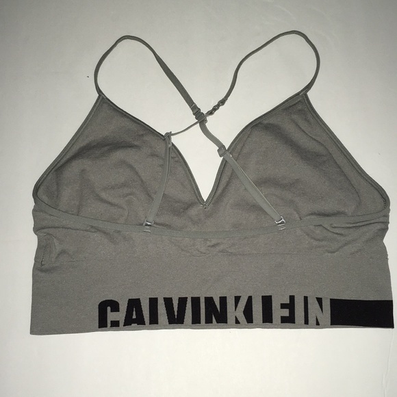 Calvin Klein Unlined Longline Bralette Gray XS L - Picture 2 of 2